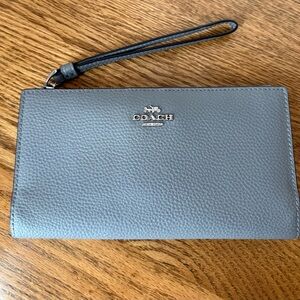 Coach Pebbled Leather Wristlet Wallet in Gray